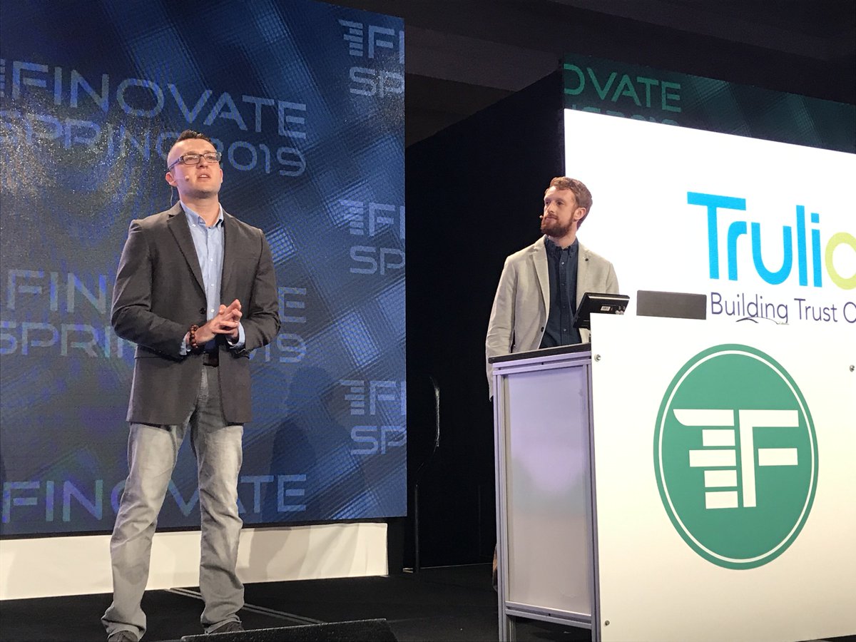 Finovate's tweet image. .@Trulioo's Anatoly Kvitnitsky and Conor Delahunty demonstrating how a developer can query Trulioo's identity verification API with only a few lines of code. #Finovate
