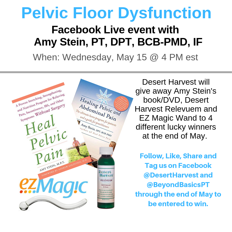 beyondbasicspt's tweet photo. On May 15th from 4-5 pm EST, join us on our FB page as our founder of @beyondbasicspt, Amy Stein, DPT will be doing a live FB interview w/ Rebecca Cook from Desert Harvest about pelvic floor dysfunction. #mayispelvicpainawarenessmonth #pelvicpainaware #chronicpain #ptcanhelp https://t.co/jLf4ZNZXcx