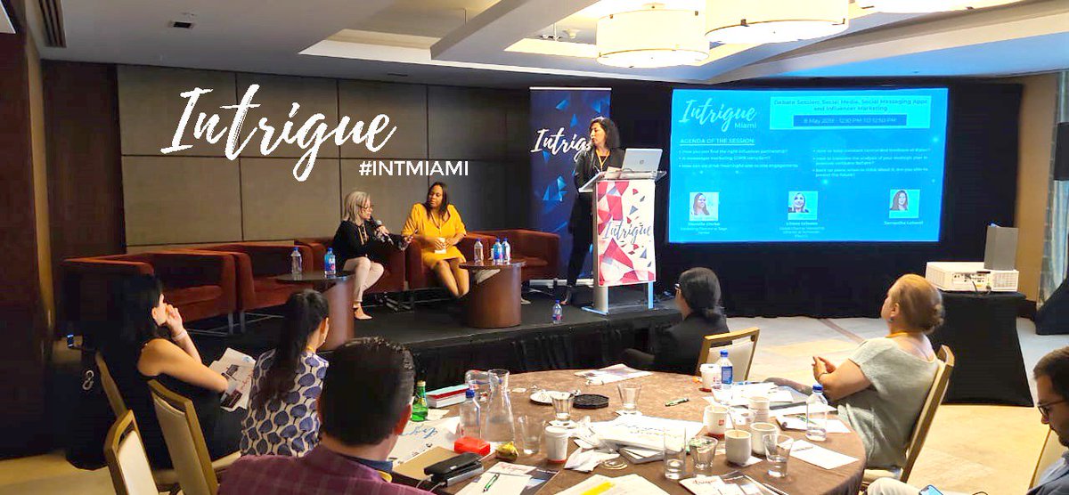 salesgasm's tweet photo. Liliana Grisales of @SchneiderElec, Danielle Clarke of @MySageDental and @SamanthaLabanti as moderator are discussing about #SocialMedia, #SocialMessaging Apps and #InfluencerMarketing at #INTMIAMI taking place at @JWMM_Miami.
#Intrigue #Miami #digitalmarketing https://t.co/DzXzU9rD4o