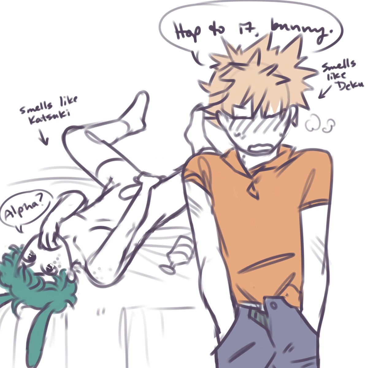 RobnJaxn's tweet photo. so katsuki breeds the omega, but the alpha shows up at the same goddamn time. (the alpha knows what the fuck's just occurred, but he's a professional and knots the little bunny anyway >:3cc) https://t.co/3nGkgPdGnq