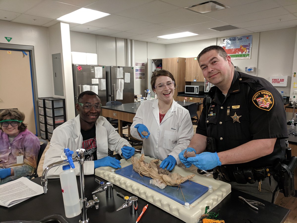 Seniors are finishing strong!  Final project of Anatomy Physiology...and our DACC resource officer <a href="/ElversonJoe/">Joe Elverson</a>  is a great lab partner!  Thank you for coming in and working with the students. <a href="/DelawareAreaCC/">DelawareCareerCenter</a>
