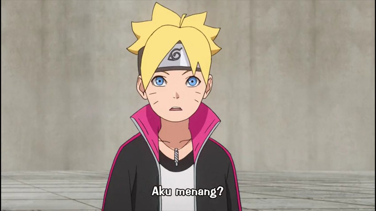 Hima When Boruto Declared Winning By This Competition He Still Confused And Not Believe That He Won But Then He Saw Sarada Sarada Give Him A Thumbs Up And Then