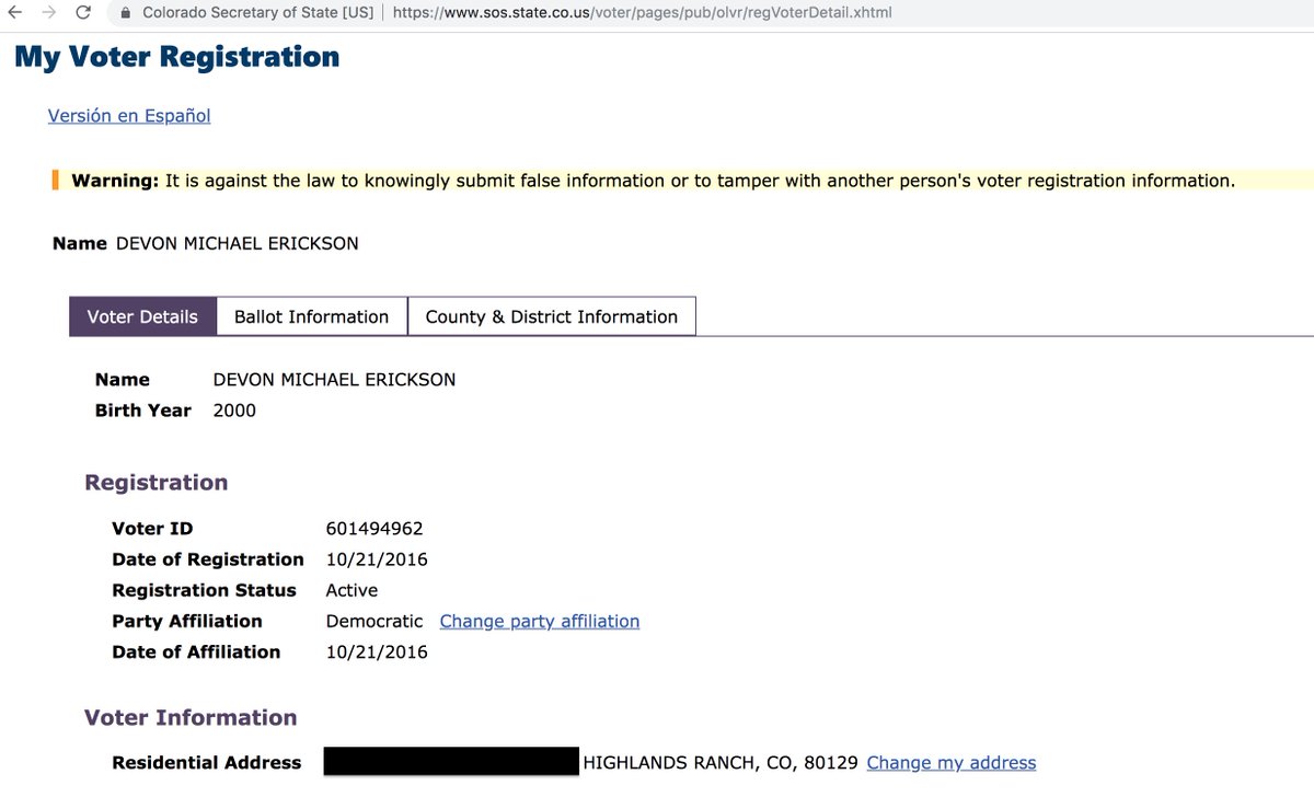 Devon Michael Erickson registered as a Democrat just days before 2016 election