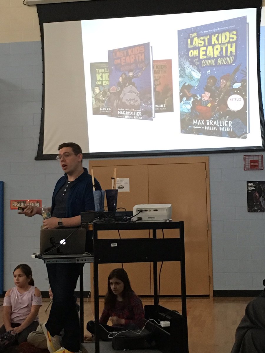 MissMoser4th's tweet photo. Today Max Brallier shared how he came up with ideas for his characters and setting as well as how his writing process works. Ask us about what we learned! @Lancasterschool https://t.co/aDg8iq1FuU