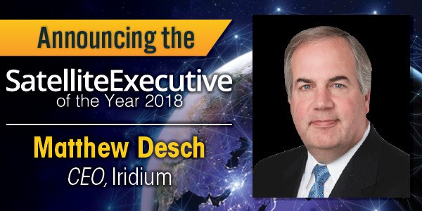 SATELLITEDC's tweet photo. ANNOUNCING: We are proud to honor @IridiumBoss as the @Via_Satellite 2018 Satellite Executive of the Year! https://t.co/0SJ7bNz4G5