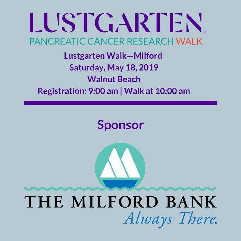 TheMilfordBank's tweet photo. We’re excited to announce our support for @lustgartenfdn #PancreaticCancer Research Walk on May 18th at Walnut Beach & hope you’ll consider participation and/or donation. https://t.co/ygMfQRJYuX
#AlwaysThere #TMBInTheCommunity #BestBankEver https://t.co/b8tREheem9