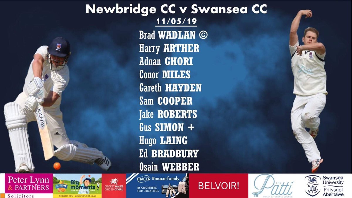 SwanseaCricket's tweet photo. ⚪️1st XI Selection🔵

🏆 @swpcl League (5️⃣0️⃣Overs)

🗓 11/5/19 (Saturday)
🆚@NewbridgeCC 
🏟Away

⏰Start time : 12.30 https://t.co/WyS1VvZWtO