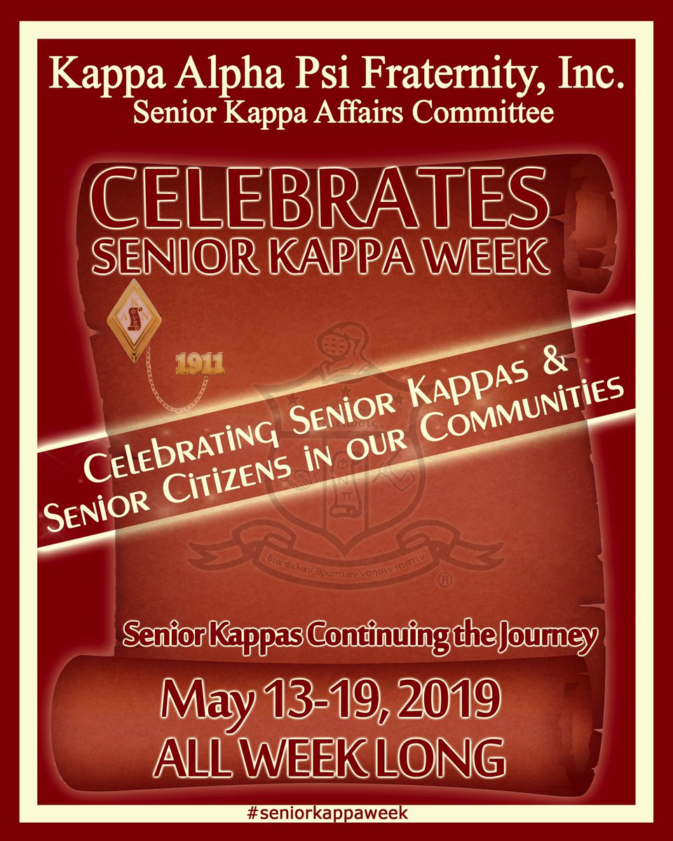 kapsi1911's tweet photo. May 13-19 is Senior Kappa Week. Please highlight your senior Kappas In your chapter by using the hashtag #SeniorKappaWeek https://t.co/o5cKg1JG9o