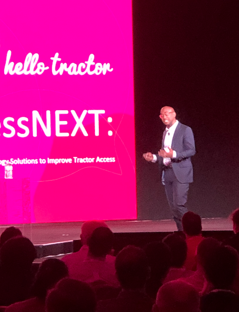 Kinvey's tweet photo. @HelloTractor's Jehiel Oliver, Founder & CEO, @HelloTractor, takes the #ProgressNEXT19 mainstage to showcase how Progress #Kinvey enables farmers to make an impact on food insecurity. https://t.co/rF05VNf6GA