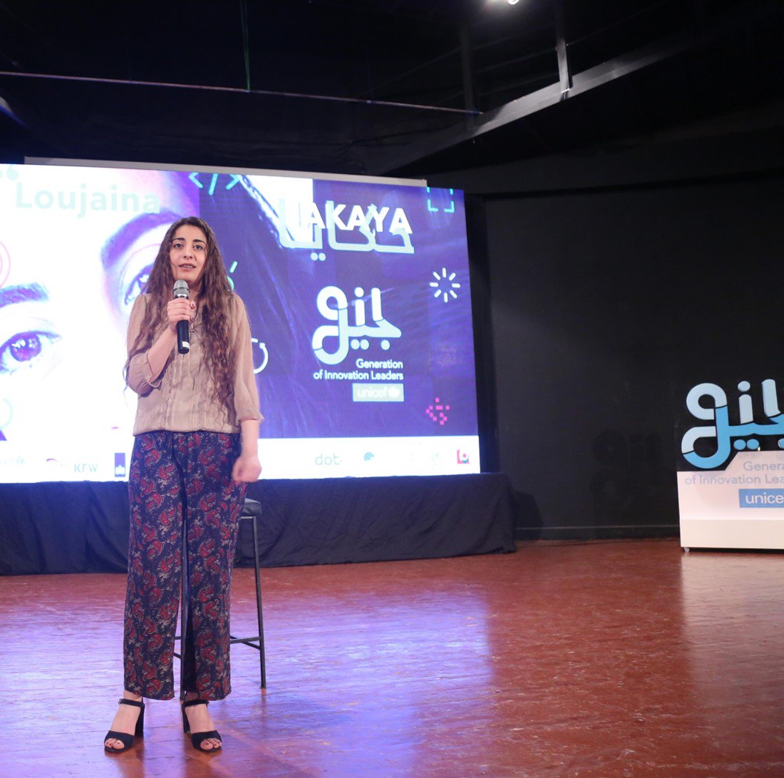 DOTLebanon's tweet photo. Highlights from Hakaya GIL by @UNICEFLebanon at the #GGIT event, where youth shared their impactful experience. This event is part of the GIL program funded by @GermanEmbBeirut &amp; the Netherlands Embassy, &amp; implemented by DOT Lebanon @INJAZLebanon @Nawaya 
#DOTLebanon #GIL #Unicef https://t.co/A8oBZW9WVW