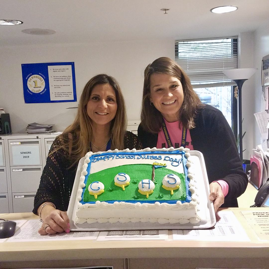 CS_nurse's tweet photo. Happy School Nurses Day!  Don't forgot to stop by the health office for some cake, cookies, and fruit! Remember to check your mailbox for a special treat! Only thing missing today is Nurse Cassidy! https://t.co/hNLoyNbifF