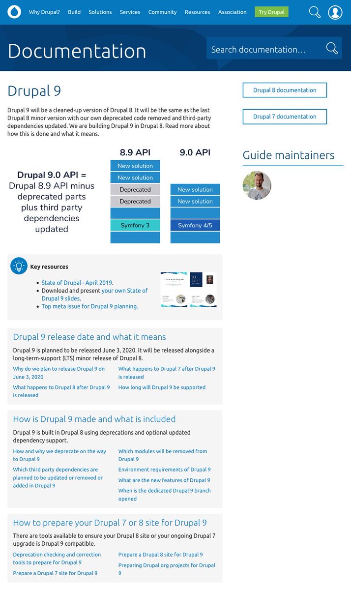 gaborhojtsy's tweet image. 🎉 Just reworked the single page Drupal 9 FAQ and expanded to a brand new set of #Drupal9 documentation guides. Enjoy!

drupal.org/docs/9

Ps. What is missing? What should be improved? Who wants to co-maintain it?