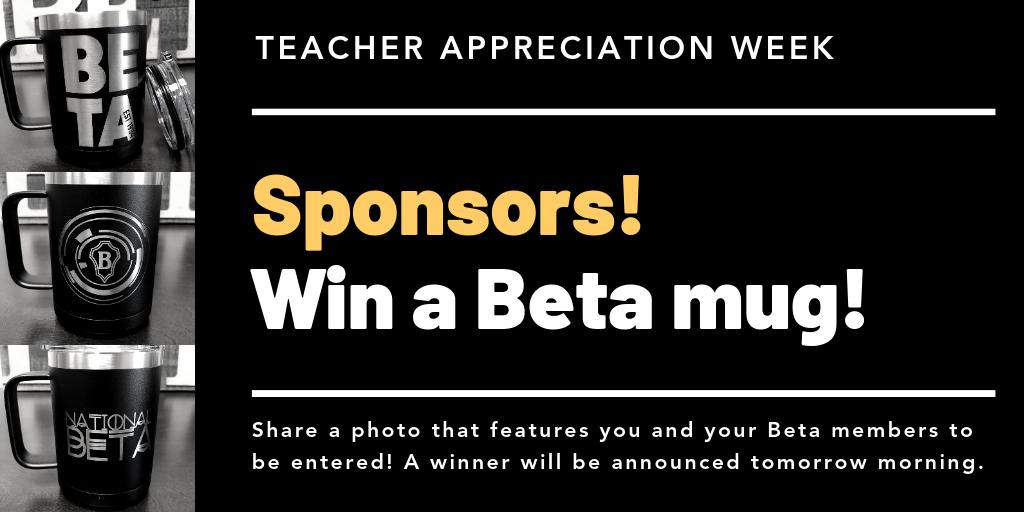 Sponsors! You won’t find these mugs on the Beta Shop. Enter for a chance to win by posting a photo using the hashtag #betasponsor that features you and your Beta members. A winner will be announced tomorrow morning!