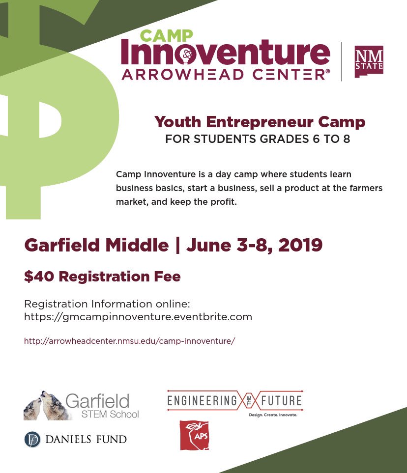 APSinnovates's tweet photo. Looking for a unique summer experience? This is the coolest camp!!! Kids become entrepreneurs, sell their wares at the Farmerβs Market, and keep the profits! @garfield_stem #APS #engineeringthefuture #apsinnovates https://t.co/mgJ2rBltzf