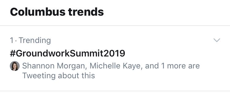 Craig_PNC's tweet photo. Great to see this trending in #Columbus today! @GroundworkOhio #GroundworkSummit2019 #LayingTheGroundwork https://t.co/4X9d3FGsYi