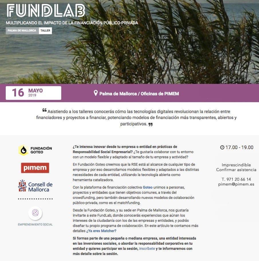 pimemdigital's tweet photo. ¿Te interesa innovar desde tu empresa en prácticas de Responsabilidad Social Empresarial? ¡Inscríbete! #FundLab Mallorca https://t.co/INlMytMDkS #Goteo https://t.co/BIKvZCBYwV