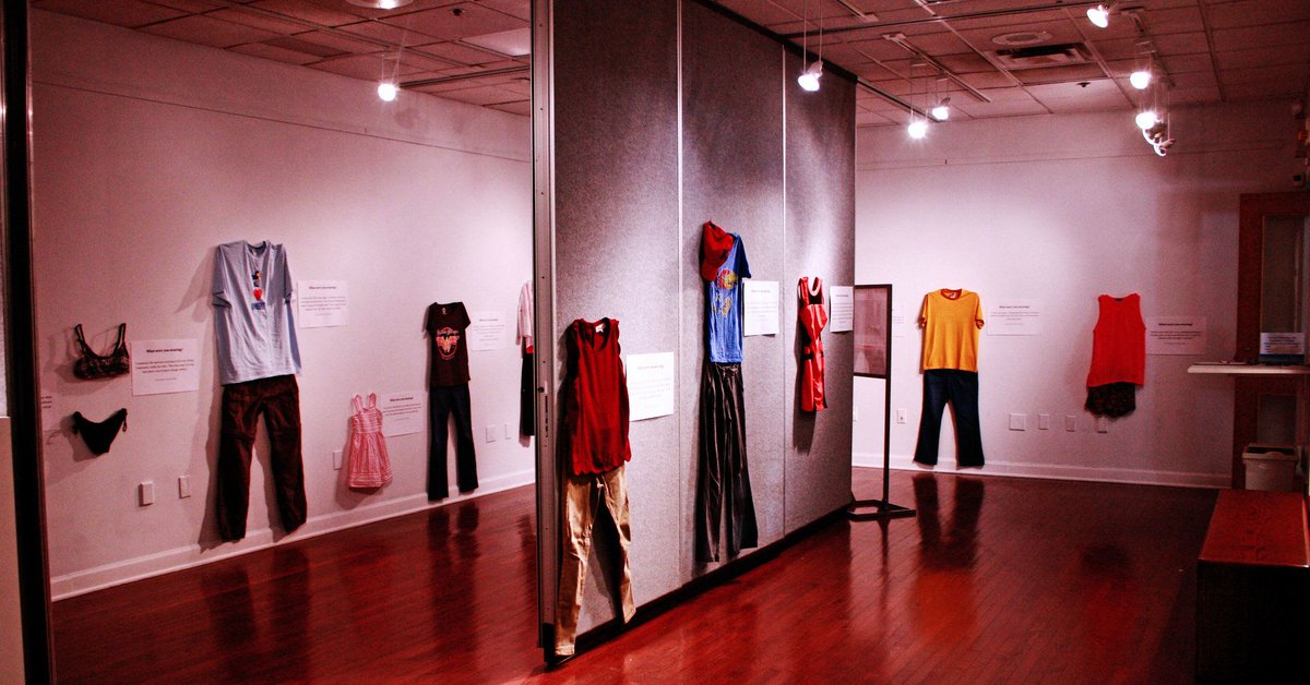 TheJHF's tweet photo. “What were you wearing?” Survivors of sexual violence are asked this all too often, but one of the ways they are pushing back is through art. Check out this beautiful exhibition answering that question: https://t.co/F1llydHVwx https://t.co/awXMQWicVH