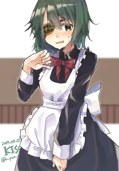 メイド木曾
#艦これ版深夜の真剣お絵描き60分一本勝負
#艦これ版真剣お絵描き60分一本勝負_20190508 