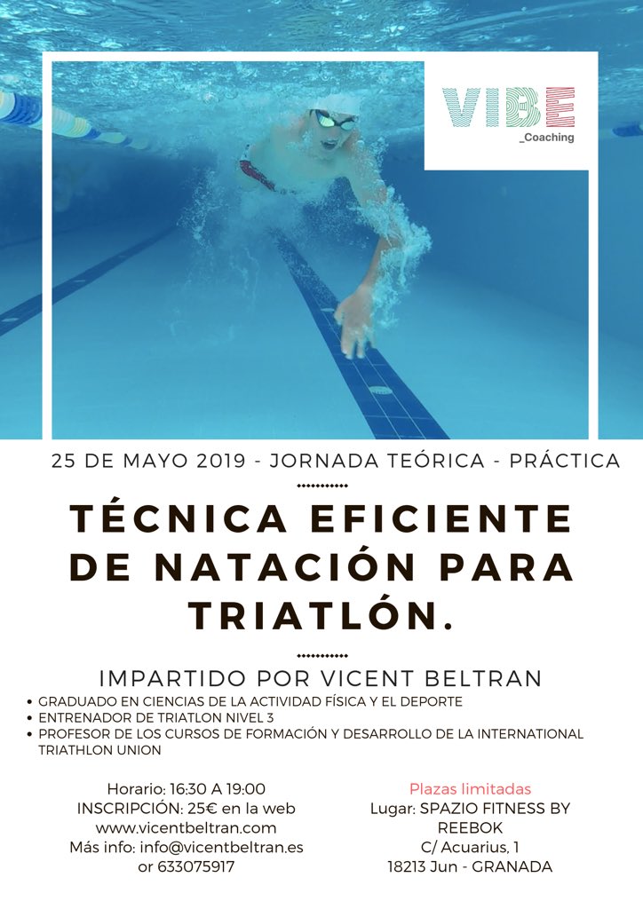 Vicent_3eltran's tweet photo. ¿Cómo se puede llegar a conseguir una técnica de nado que te permita nadar a la misma velocidad consumiendo menor cantidad de energía?
Esta y más preguntas serán respondidas el 25 de Mayo en SPAZIO FITNESS BY REEBOK de Jun (Granada).

Para más detalles: info@vicentbeltran.com https://t.co/ZLLPQAz9Bz