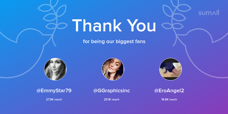 DanPurdy2's tweet photo. Our biggest fans this week: EmmyStar79, GGraphicsinc, EroAngel2. Thank you! via https://t.co/Ozr7MQu6I3 https://t.co/RunjAZAJ9b