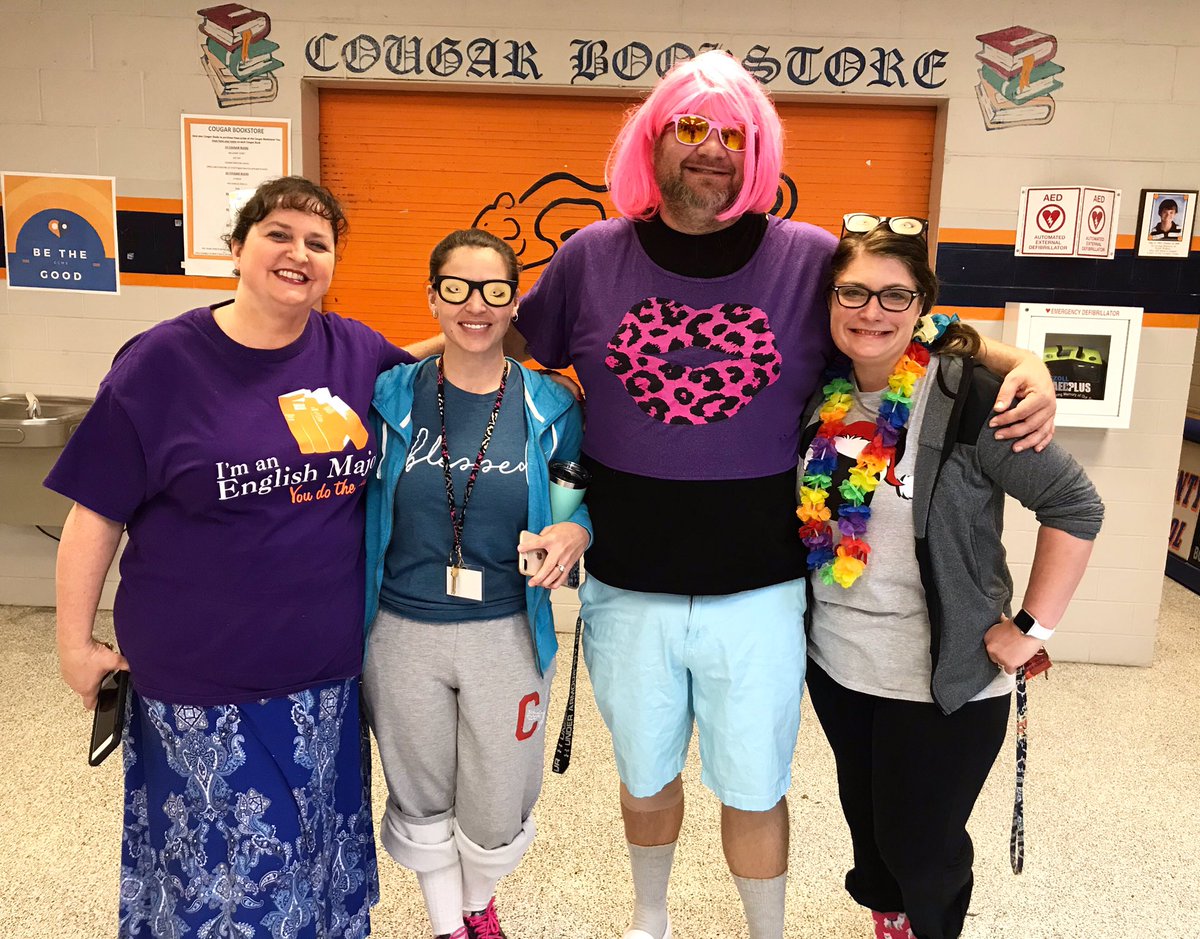mrs_franich's tweet photo. Fashion Disaster: When all else fails...stay calm and test strong 💪🏻 Some fun with our kiddos this morning @GCMSCougars @mr_gary_parker #bethegoodgcms #lovemyjob https://t.co/SRGSGkEvAi