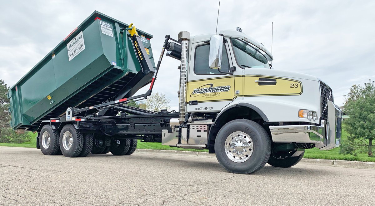 Thank you for your business @PlummersDisposal &amp; for helping keep the Grand Rapids community clean! This new Volvo VHD is well equipped for with the Volvo D-13, I-Shift Transmission, T-Ride 46K lbs Rear Suspension &amp; Full Lockers, the VHD allows for maneuvering in mud and in snow.