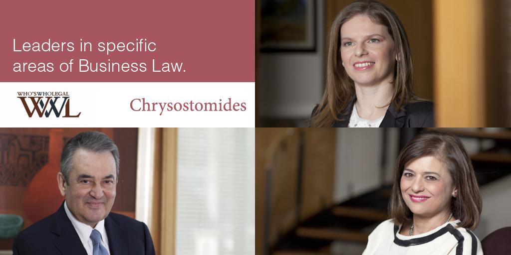 ChrysostomidesK's tweet photo. We are most proud of @KChrysostomides @elenichrysos and Anna Rossides who have been singled out by @whoswholegal and featured among #Cyprus leading #lawyers for #CorporateGovernance #Data #InformationTechnology and #Banking #law, respectively. https://t.co/Hqhhppf96F