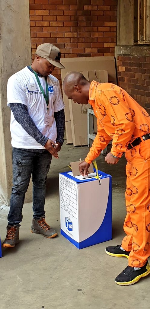 AdvocateMasutha's tweet photo. Voting went on smoothly without any glitches at the Johannesburg Correctional Centre, commonly known as Sun City. All registered inmates were able to exercise their constitutional right to vote. https://t.co/kNbR1QXAOg