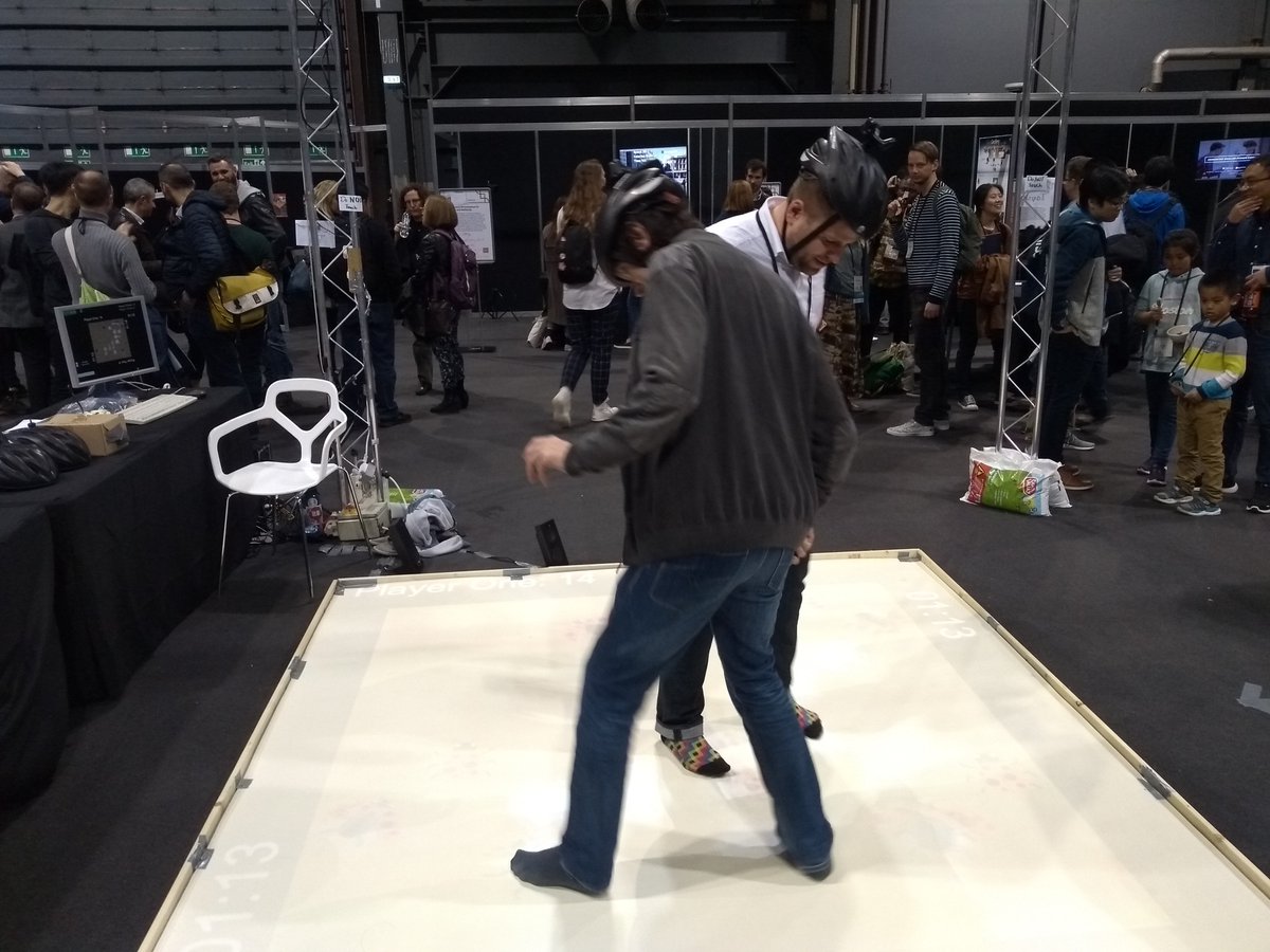 STIMULATE_FC's tweet image. Excited about our interactive demo at #chi2019 in the field foot-based human computer interaction in cooperation with the @UWaterloo, @domeprojection and  future-shape GmbH: Crushed It!: Interactive Floor Demonstration.