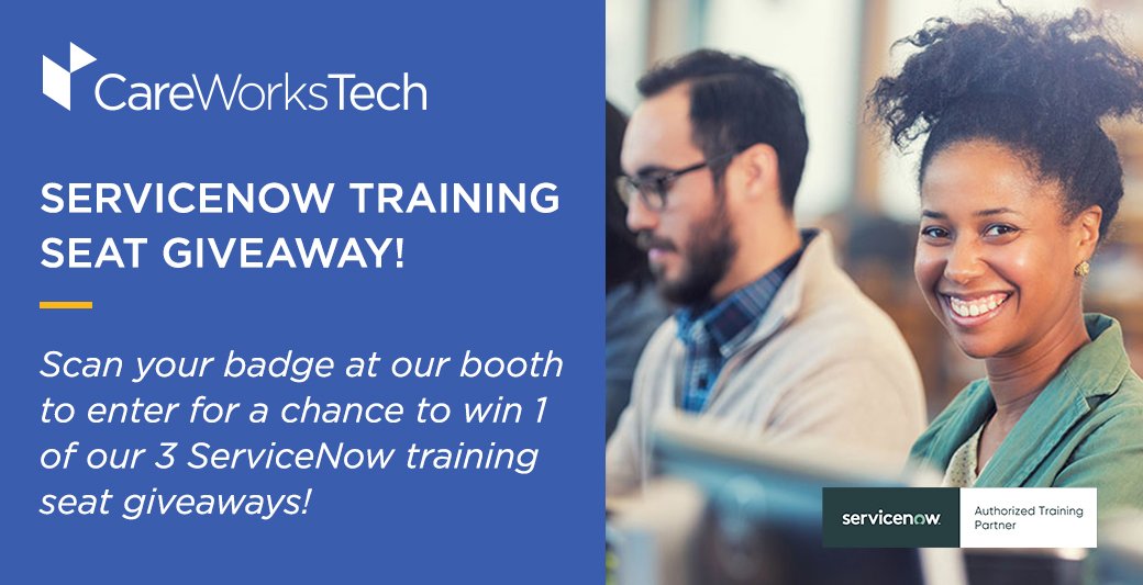 CareWorksTech's tweet image. Day #2 at #Knowledge19! Come by our booth (#1116) and enter for a chance to win 1 of our 3 @servicenow training seat giveaways! #Know19  #Training #ServiceNow  #LasVegas