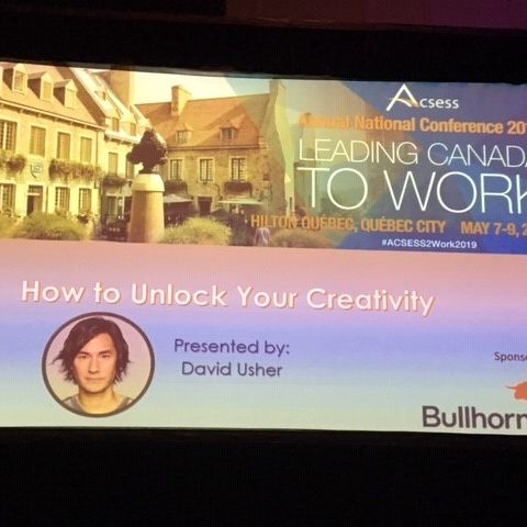 MercerBradley's tweet photo. "Structure gives you the ability to take risks." Having a great morning with @davidusher at @ACSESSCanada at #ACSESS2WORK2019 !!! #creativity #unlockingcreativity https://t.co/ylqM76iRCD