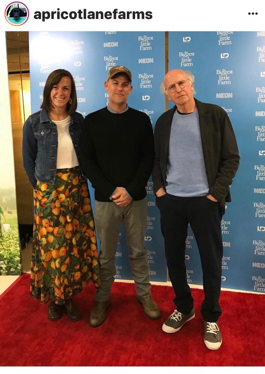 Laurie David (@laurie_david) on Twitter photo When your ex husband shows up at the premiere of your new documentary! Do NOT #CurbYourEnthusiasm for The Biggest Little Farm! Opening Friday. <a href="/BiggestLilFarm/">The Biggest Little Farm</a> <a href="/neon/">neon</a> #larrydavid <a href="/apricotlanefarm/">Apricot Lane Farms</a> #farming #nature When your ex husband shows up at the premiere of your new documentary! Do NOT #CurbYourEnthusiasm for The Biggest Little Farm! Opening Friday. <a href="/BiggestLilFarm/">The Biggest Little Farm</a> <a href="/neon/">neon</a> #larrydavid <a href="/apricotlanefarm/">Apricot Lane Farms</a> #farming #nature