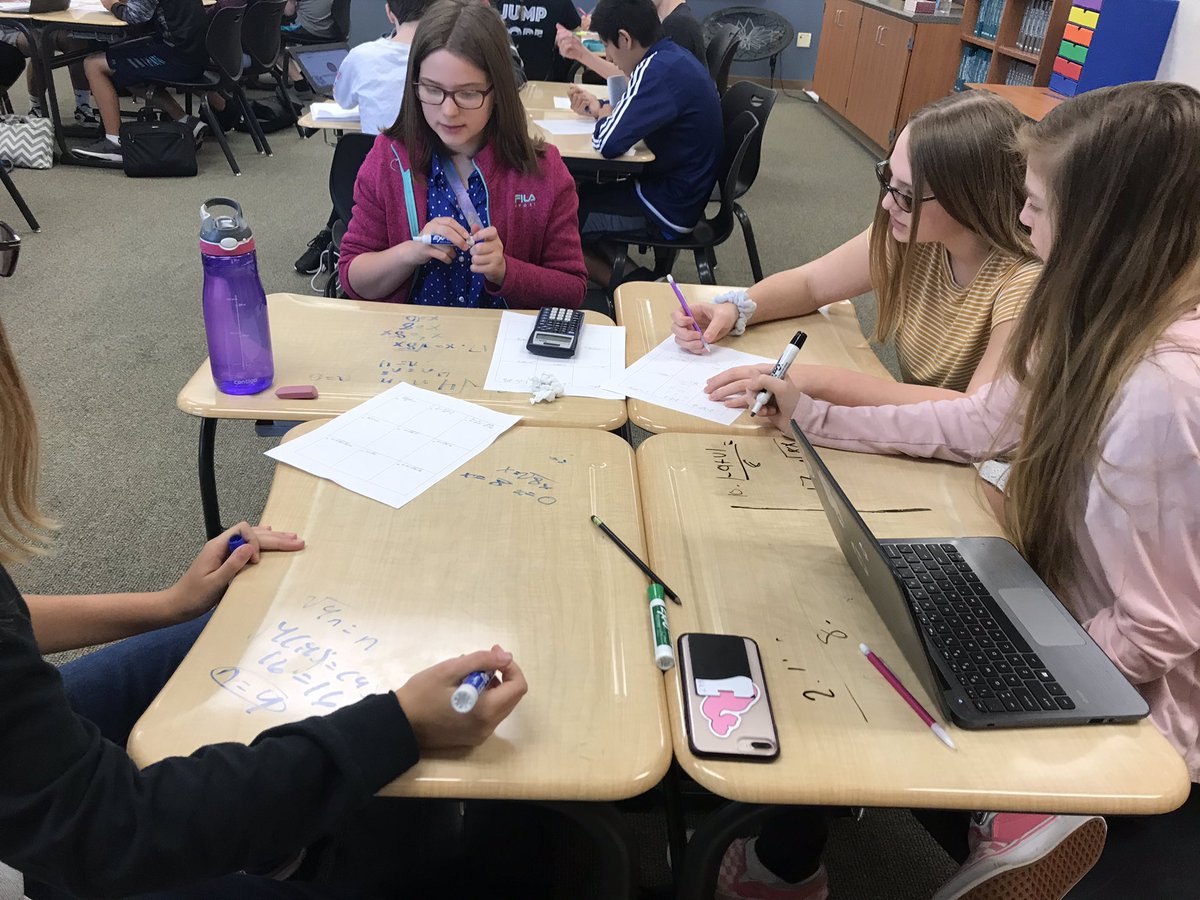 StaceyHerr's tweet photo. Teamwork, collaboration, and engagement happening in Mrs. Livingston’s Algebra class. All S’s are engaged in learning while making math fun. @avonnorth1 https://t.co/hwfIhj70lz
