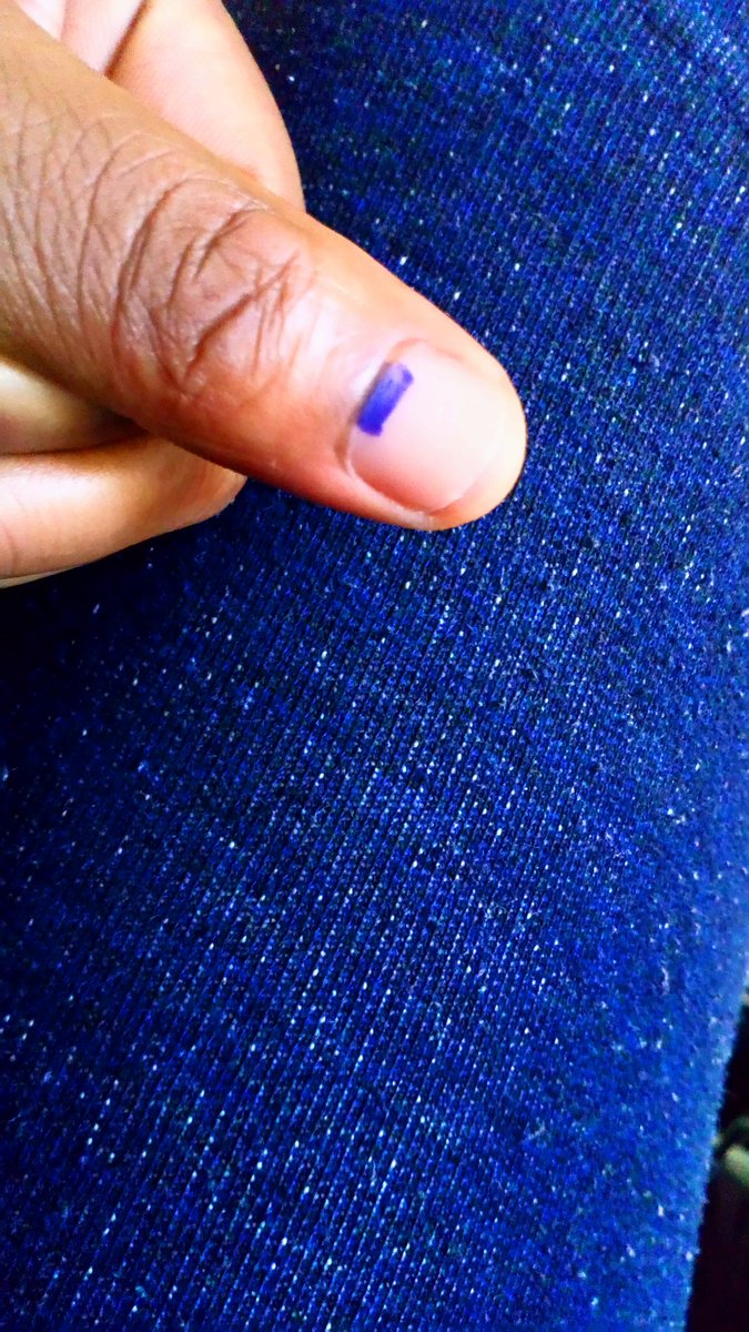 Wizar4's tweet photo. I have voted, wena? #Thumbie #Elections2019 But I'm a bit concerned about the number of voting officials working today who also have permanent jobs on the side. Why can't @IECSouthAfrica hire those without jobs just to cash during this election season? https://t.co/PyNiZ31J7f