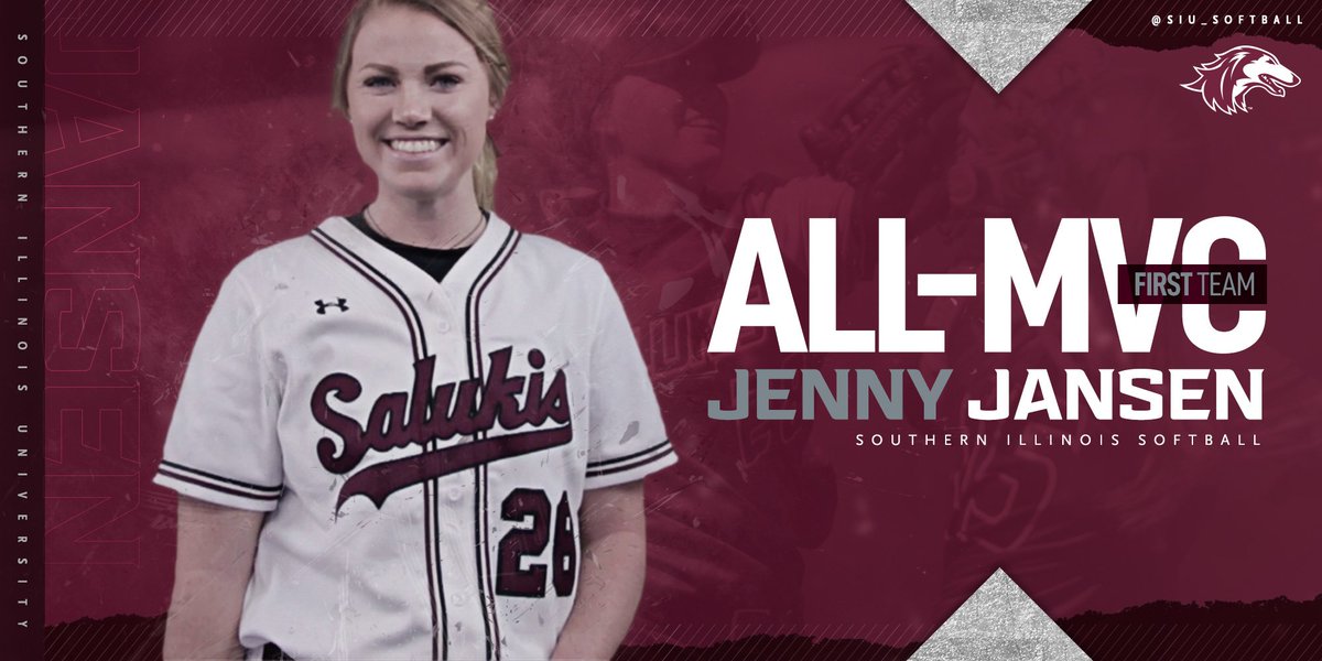 SIU_Softball's tweet photo. All-MVC First Team 👉 @_jennyjansen! 

»Second-straight All-MVC selection
» Finished top-10 in the @MVCSports in 6 statistical categories
» .395 batting average is the 8th-best in program history!

Release » https://t.co/J26GRFrSS0 https://t.co/h9NsVIVwo6