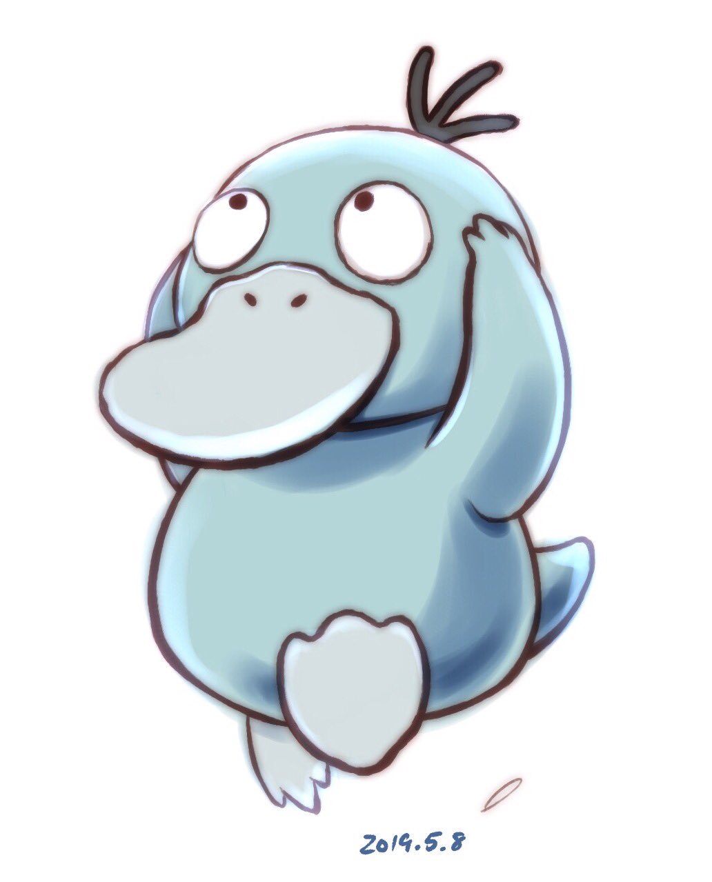 61 手描きイラスト ポケモン コダック＆メタモン？ （X-এ Kou 