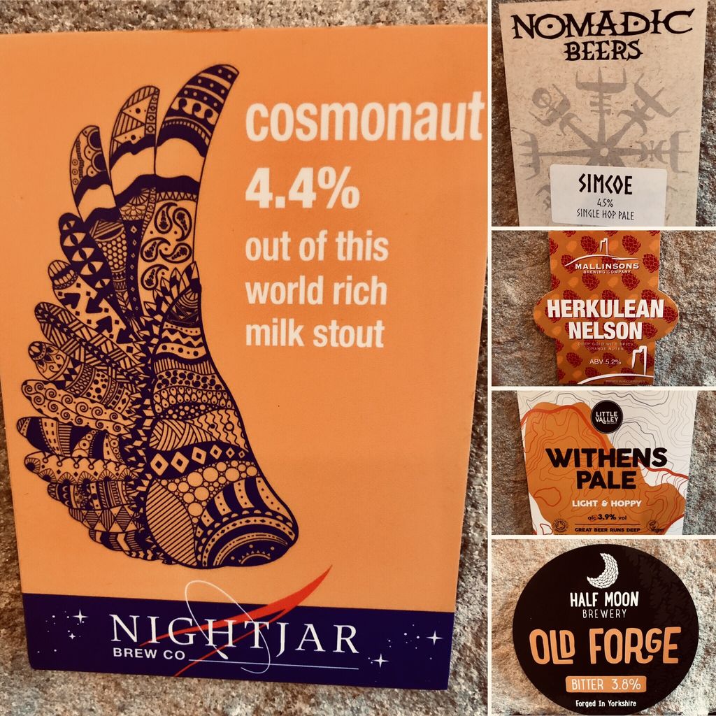 TheLittleAle's tweet photo. Line up of beers to bring you cheer on this grey day 😄🍻
.
.
.
.
#microales #micropub #independent #indie #local #Harrogate #nightjarbrewco #halfmoonbrewery #nomadicbeers #littlevalleybrewery #mallinsons #rainraingoaway https://t.co/XCS7SdGhxN