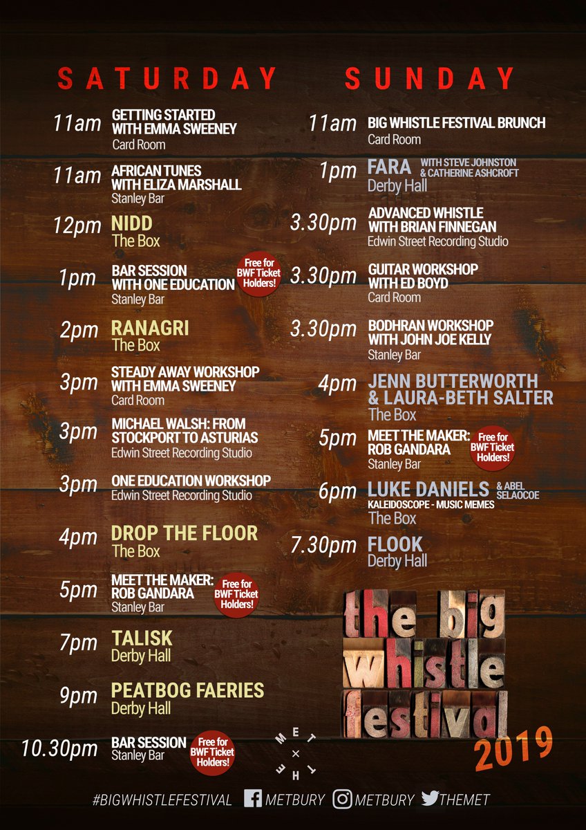 The Met (@themet) on Twitter photo If you're coming to the #BigWhistleFestival this weekend, save a schedule!
Big Whistle Festival 2019 - Featuring @NiddFolk, <a href="/lukedanielsfolk/">Luke Daniels</a>, <a href="/JennandLB/">Jenn & LB</a>, <a href="/RANAGRI/">RANAGRI</a> , <a href="/DropTheFloor/">Drop The Floor</a>, <a href="/FaraOrkney/">FΛRΛ</a>, <a href="/FlookQuartet/">Flook</a>, <a href="/TaliskMusic/">Talisk</a>, <a href="/PeatbogFaeries/">Peatbog Faeries</a>, <a href="/trad_dad/">Michael Walsh Music</a>, @sweeneyfolk, <a href="/robbgandara/">Rob Gandara</a> If you're coming to the #BigWhistleFestival this weekend, save a schedule!
Big Whistle Festival 2019 - Featuring @NiddFolk, <a href="/lukedanielsfolk/">Luke Daniels</a>, <a href="/JennandLB/">Jenn & LB</a>, <a href="/RANAGRI/">RANAGRI</a> , <a href="/DropTheFloor/">Drop The Floor</a>, <a href="/FaraOrkney/">FΛRΛ</a>, <a href="/FlookQuartet/">Flook</a>, <a href="/TaliskMusic/">Talisk</a>, <a href="/PeatbogFaeries/">Peatbog Faeries</a>, <a href="/trad_dad/">Michael Walsh Music</a>, @sweeneyfolk, <a href="/robbgandara/">Rob Gandara</a>