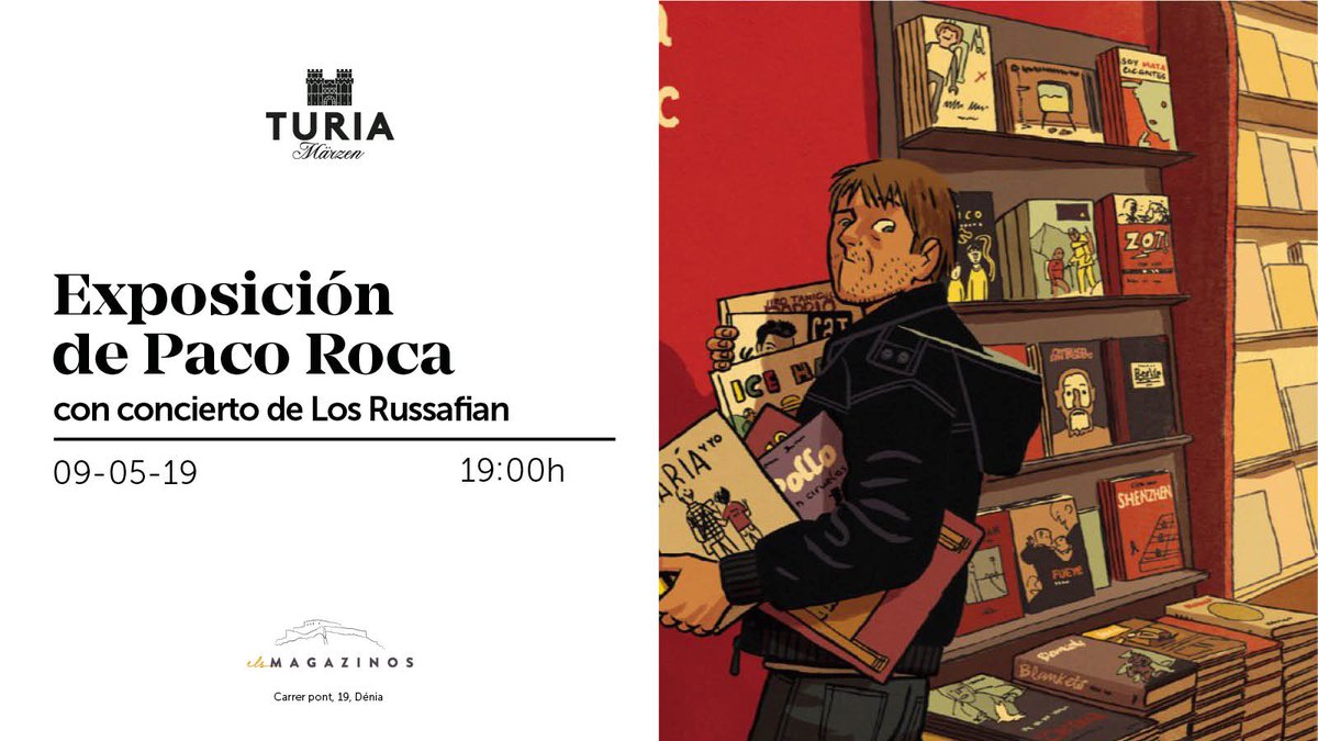 El nuevo espacio de <a href="/elsmagazinos/">Els Magazinos</a> en Dénia abre su Taller Turia con la exposición de <a href="/paco_roca/">Paco Roca</a>. No te pierdas su inauguración con concierto de la banda valenciana Los Russafians → bit.ly/ElsMagazinos_P…