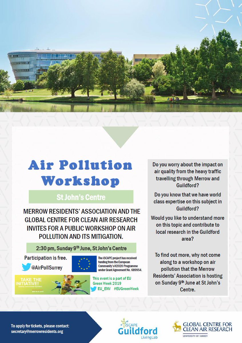 AirPollSurrey's tweet photo. #LocalCommunity is #Important to #us. Meet us at #Merrow on 9 June for #EUGeenWeek @EU_ENV for @iSCAPEproject #AirPollution #MerrowCommunity @ICARUSEU2020 @ClairCity @UniOfSurreyCPE @pk_shishodia #CommunityEngagement #CleanAir4All @GuildfordVision @GuildfordBC @Burpham_C_A https://t.co/7BujO0JzhK