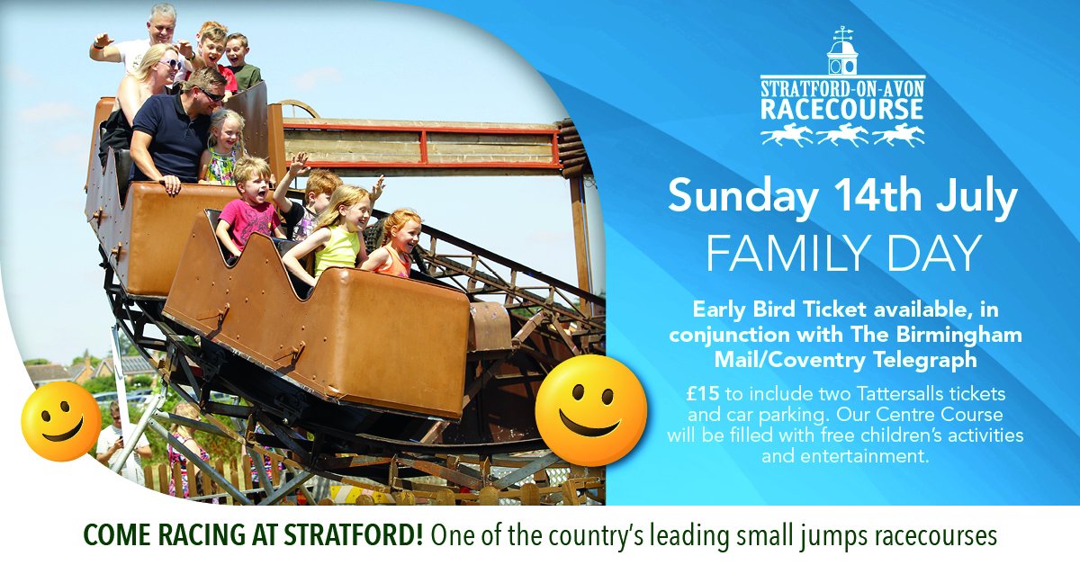 stratfordraces's tweet photo. Date for your diary:

Family Day - Sunday 14th July

Free entertainment for the Children all day!!!

Perfect day out 😃 https://t.co/Bek4JmLyxi