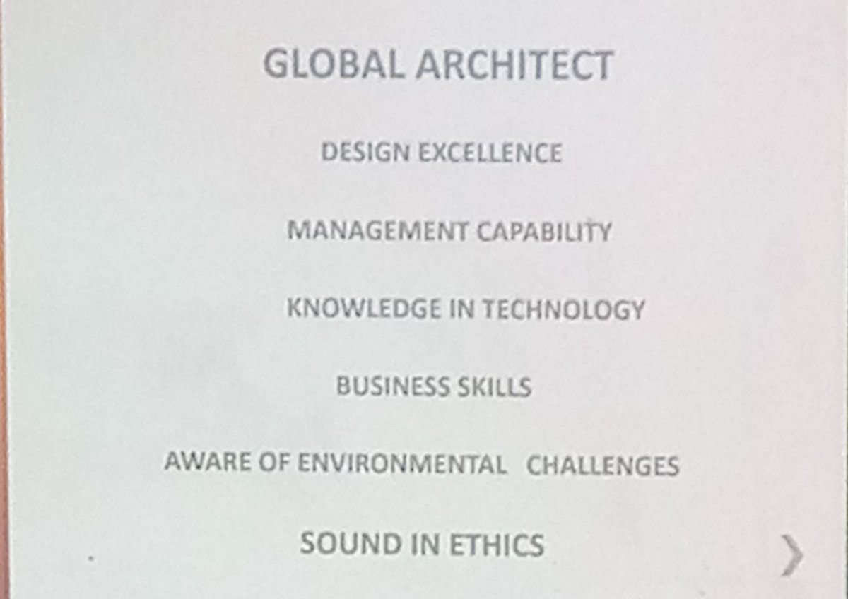 Arch_KE's tweet photo. The essential skill set for the global architect, as outlined by Jayantha Perera #FutureofArchitecturalEducation https://t.co/LtBke5xR3S
