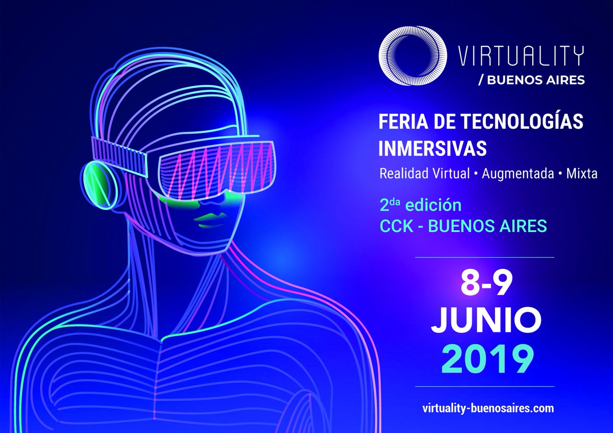 VirtualityLatam's tweet photo. SAVE THE DATE ⏱️ Falta un mes para la segunda edición de Virtuality Buenos Aires! Tenemos el placer de organizar la feria de tecnologías inmersivas en el CCK 😀 los días 8 y 9 de Junio 2019. Estate atento/a, en poco llega la agenda y todas las novedades y actividades de este año! https://t.co/ygAgQQ1Qcn