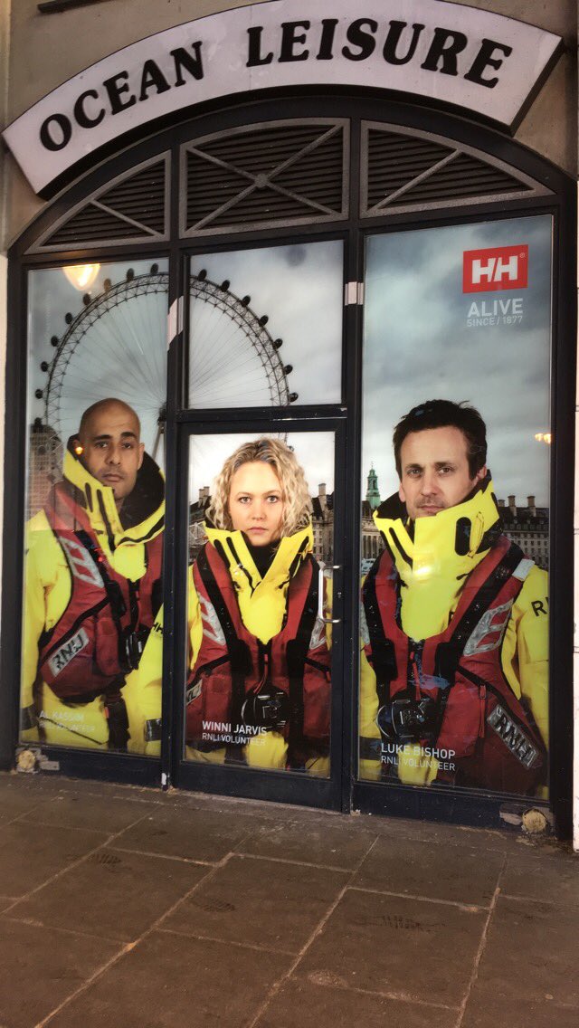 TowerRNLI's tweet image. Tower Lifeboat crew on the windows of @OceanLeisure @HellyHansen @RNLI