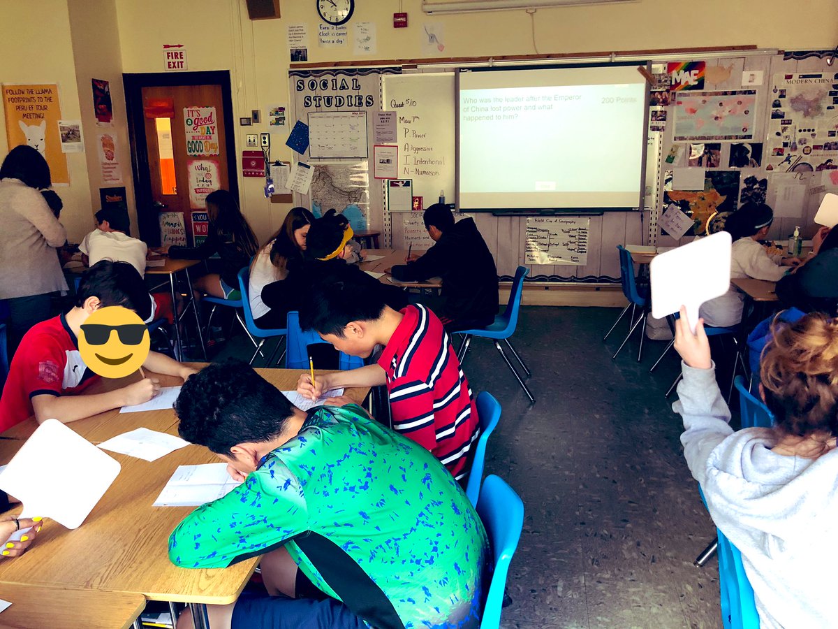 Jeopardy mixed with a challenge students work together to come up with an answer but it is a roll of the dice to see who ends up getting the hot seat in sharing their answer #MayTheOddsBeEverInYourFavor