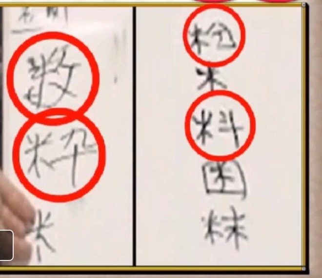 拾萬字鏡 水曜日のダウンタウン で 米 の付く字を挙げる タイプのクイズがあった そのうち有効は 数 粋 粉 料 の4字で無効は 米 書きかけ 囗米 粖 囗米 粖 は漢字にあるが日本の漢字規格 Jis に含まれていない 恐らく