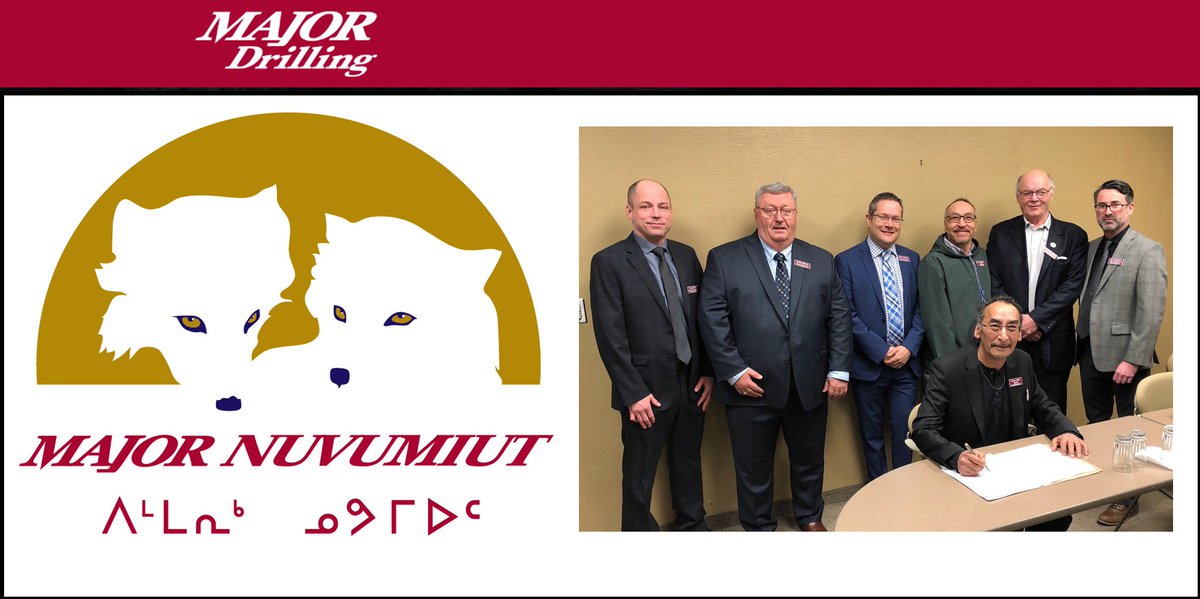 MajorDrilling's tweet photo. We are honored to re-sign the #MajorNuvumiut agreement with the Inuit communities, continuing our #partnership in the Nunavik area. Our lasting partnerships are #DefiningQuality in the mineral exploration sector. https://t.co/dADDVO3HcC #MDI $MDI #RaglanMine @Glencore #nickel https://t.co/k843kRbuzE