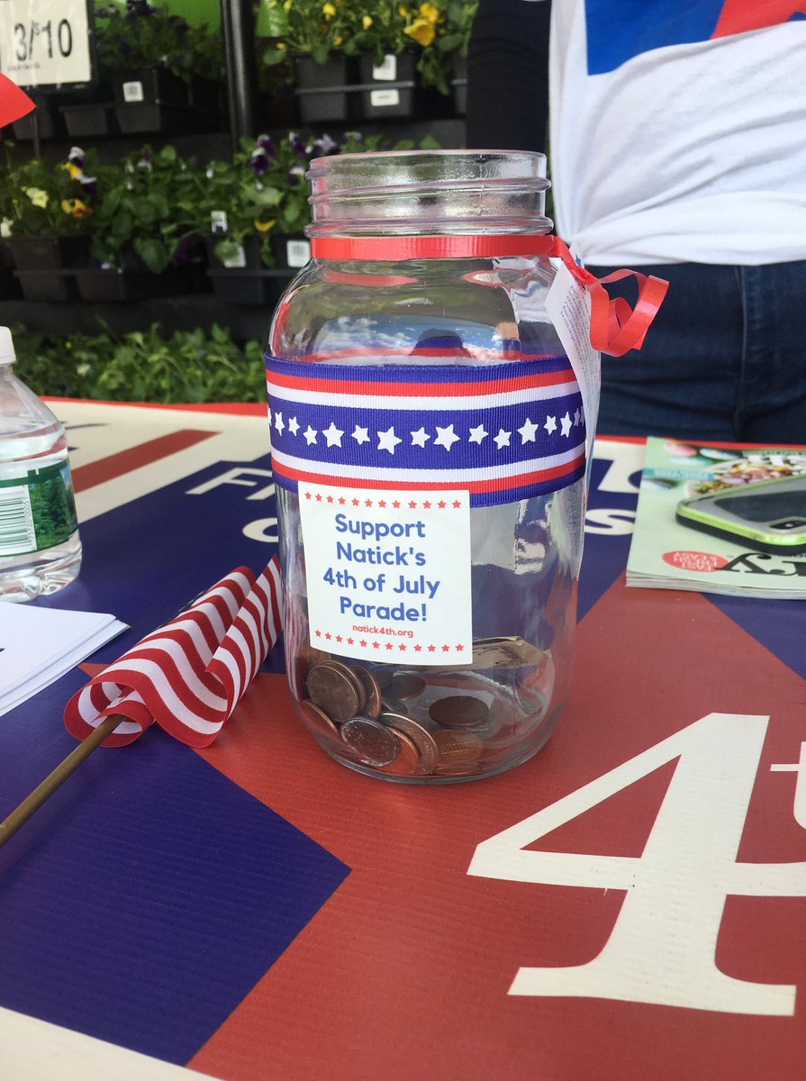 To date, our jars have collected more than $300 in generous donations from Natick community members. Thank you for your support of our historic 4th of July parade! Keep it coming!