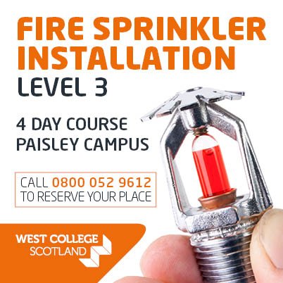 We are delighted to bring you Scotland's only Fire Sprinkler Installation course in association with The British Automatic Fire Sprinkler Association reserve your place now! westcollegescotland.ac.uk/business/profe… #firesprinklerinstallation #bafsa #training #firesafety #scotland