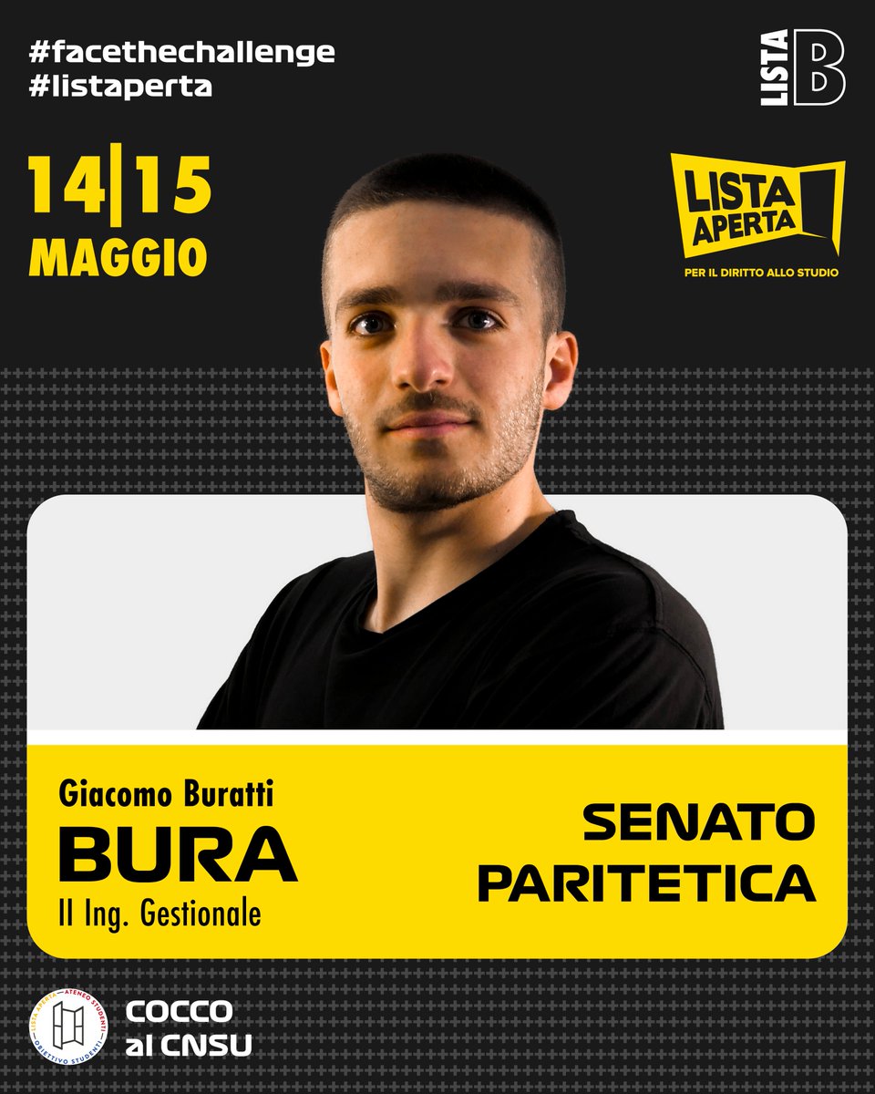 ListAperta's tweet photo. [ELEZIONI 2019]
[CANDIDATI CONSIGLIO DI AMMINISTRAZIONE]
Il 14 e 15 maggio, vota OGGIO, BURA e SARA per il Senato Accademico!
IG: https://t.co/gheD3Cgzyd
FB: https://t.co/XKe7MvSKn0 https://t.co/gzeq0rckDJ